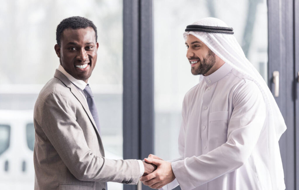Business professionals discussing advisory and setup c_onsultation_ in Saudi Arabia for successful company registration and growth.